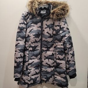 Sz Small Artic Expedition Quilted HybraDOWN Parka Coat Mid Length Made in Canada